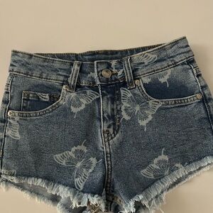 H&M Blue Butterfly Jean Shorts